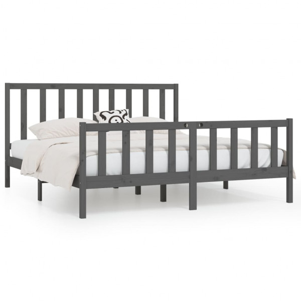 Estructura de cama de madera maciza gris 200x200 cm M 2