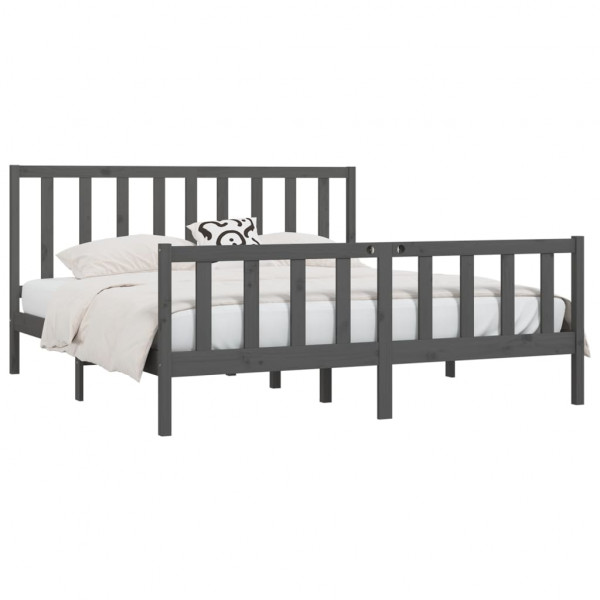 Estructura de cama de madera maciza gris 200x200 cm M 3