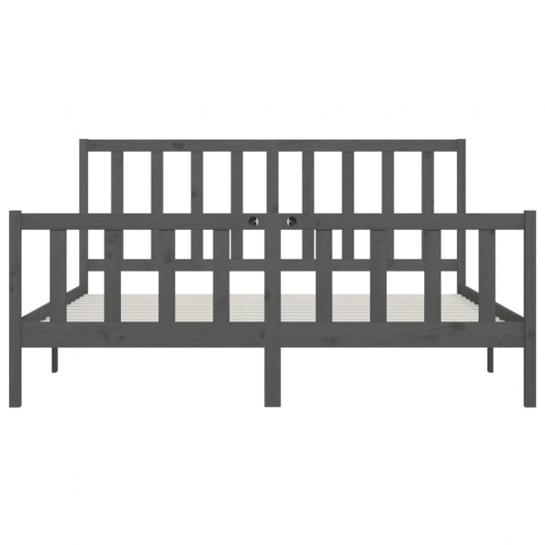 Estructura de cama de madera maciza gris 200x200 cm M 5