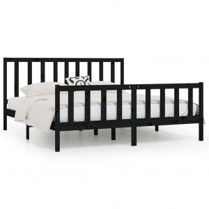 Estructura de cama de madera maciza negra 200x200 cm H