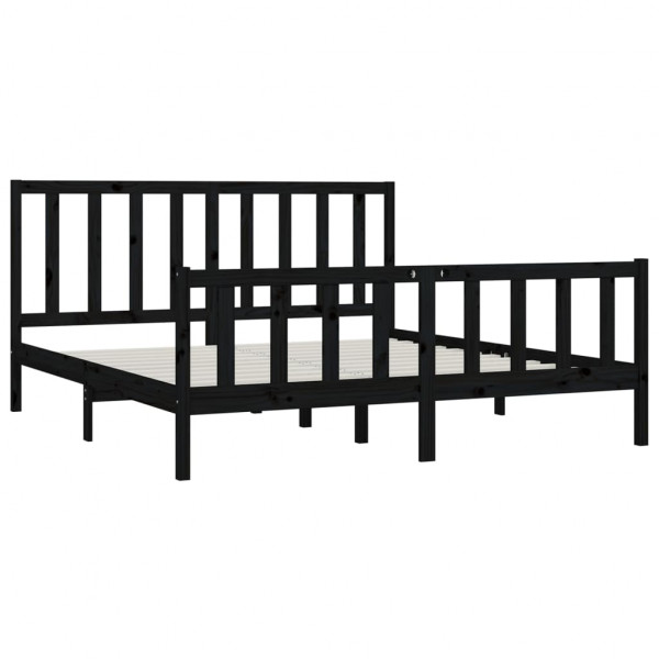 Estructura de cama de madera maciza negra 200x200 cm M 4