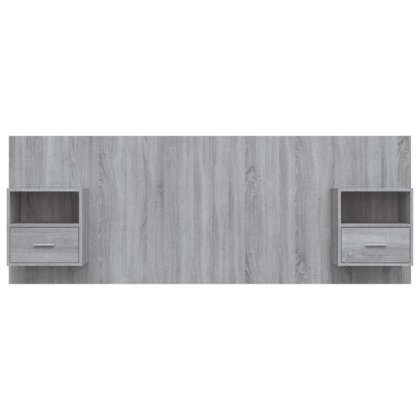 Cabecero de cama con mesitas madera contrachapada gris Sonoma M 4