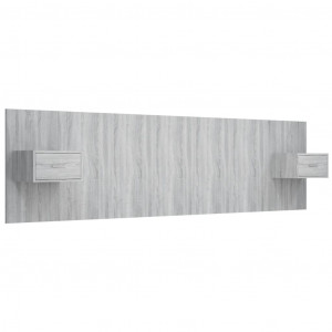 Cabecero de cama y mesitas madera contrachapada gris Sonoma H