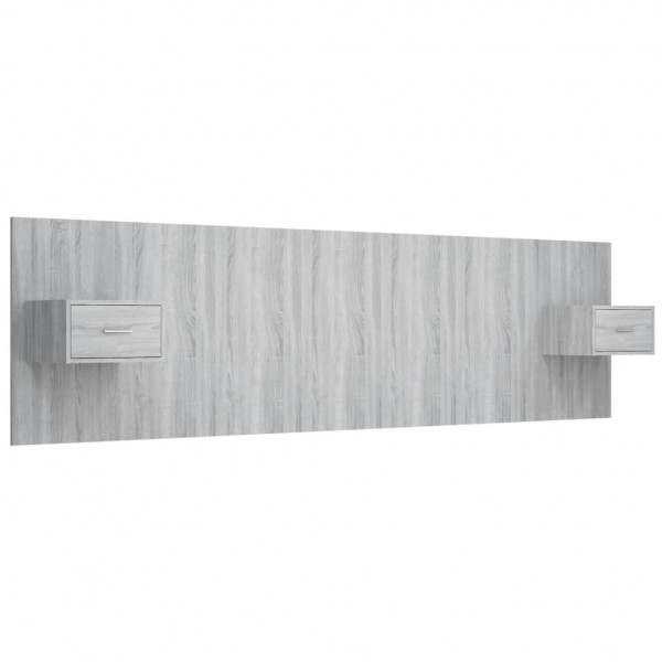 Cabecero de cama y mesitas madera contrachapada gris Sonoma M 2