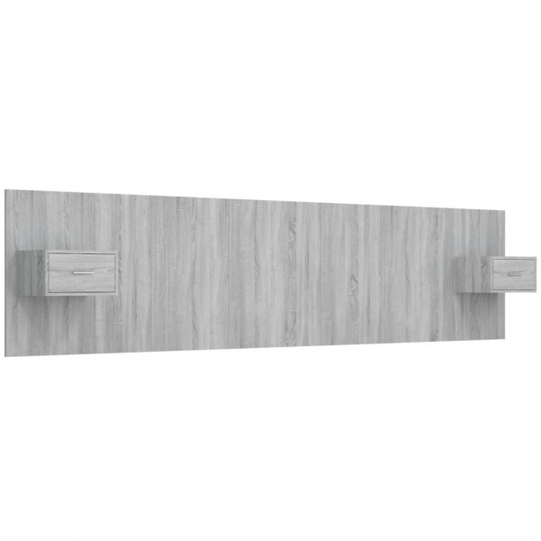 Cabecero de cama y mesitas madera contrachapada gris Sonoma M 2
