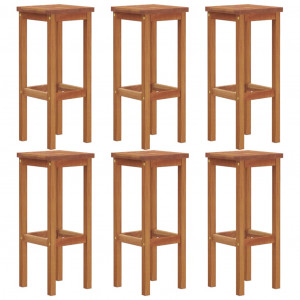Bancos de bar 6 pcs madeira de acácia maciça H