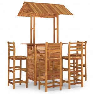 Juego muebles de bar de jardín 5 piezas madera maciza de acacia H
