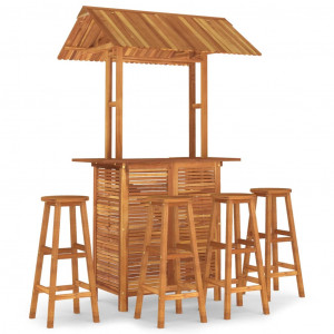 Juego muebles de bar de jardín 5 piezas madera maciza de acacia H