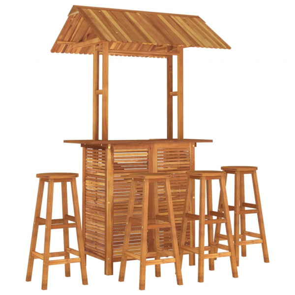 Juego muebles de bar de jardín 5 piezas madera maciza de acacia M 3