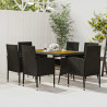 7 pcs Conjunto de jantar p/ exterior vime PE preto 1