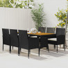 7 pcs Conjunto de jantar p/ exterior vime PE preto 1