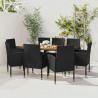 9 pcs Conjunto de jantar p/ exterior vime PE preto 1