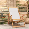 Silla de playa plegable de madera maciza de teca crema 1