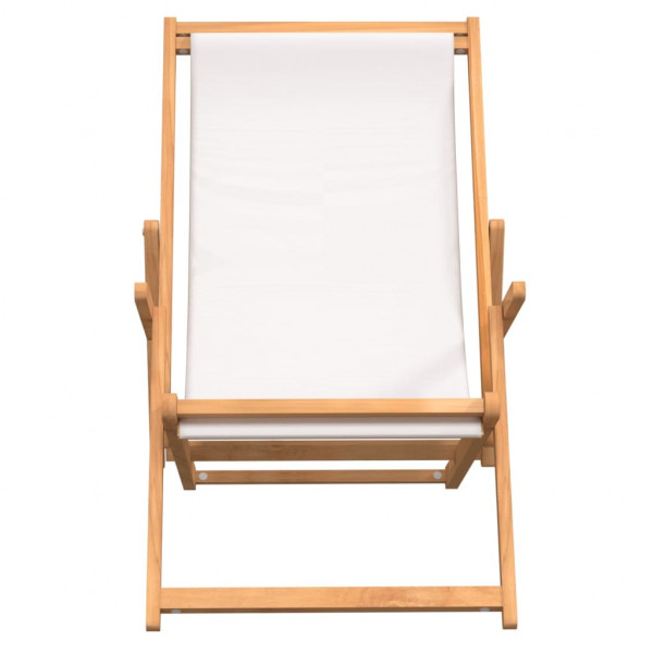 Silla de playa plegable de madera maciza de teca crema M 3