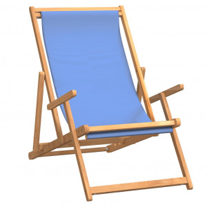 Silla de playa plegable de madera maciza de teca azul H