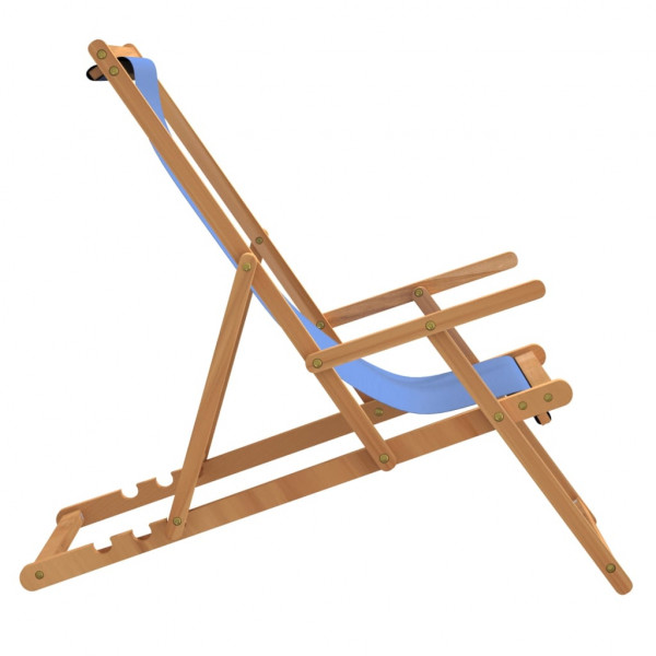 Silla de playa plegable de madera maciza de teca azul M 4