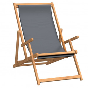 Silla de playa plegable de madera maciza de teca gris H