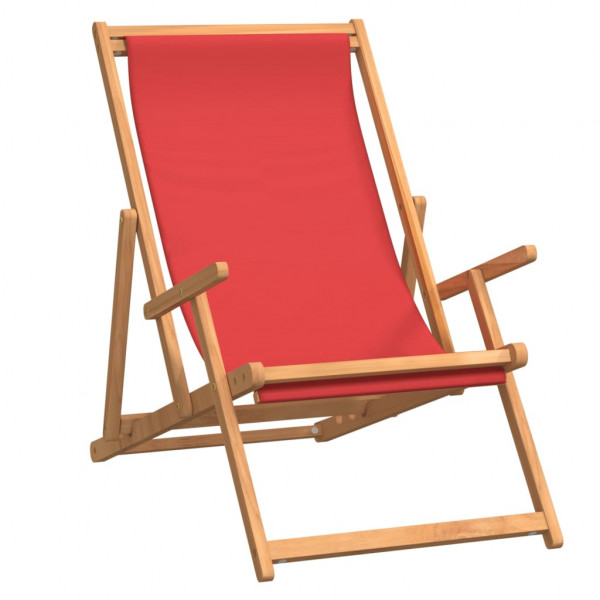 Silla de playa plegable de madera maciza de teca rojo M 2