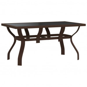Mesa de jardín acero y vidrio marrón y negro 140x70x70 cm H