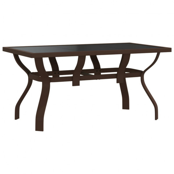 Mesa de jardim 140x70x70 cm aço e vidro castanho/preto M 2