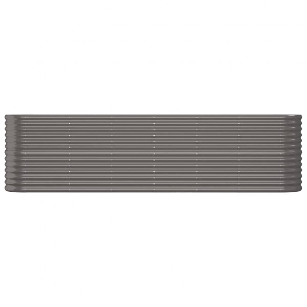 Canteiro elevado jardim 260x40x68cm aço revestido a pó cinzento M 3