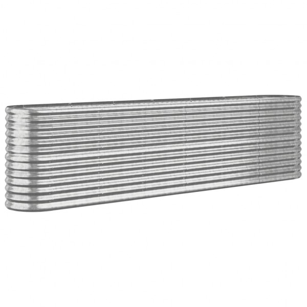 Canteiro elevado jardim 260x40x68cm aço revestido a pó prateado M 2