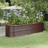 Canteiro elevado jardim 296x80x68cm aço revestido a pó castanho 1