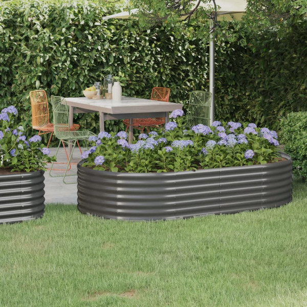 Jardinera arriate acero recubrimiento polvo gris 175x100x36 cm D