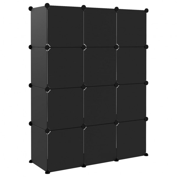 Organizador de arrumação com 12 cubos PP preto M 5