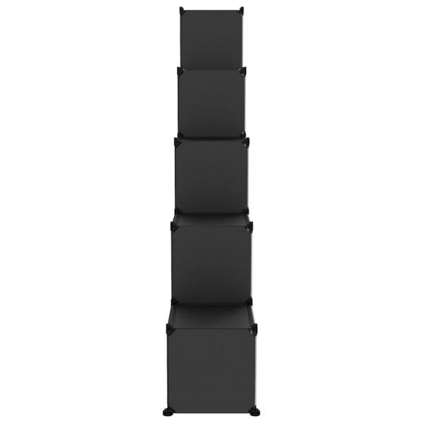 Estantería de cubos con 15 compartimentos y puertas PP negro M 5