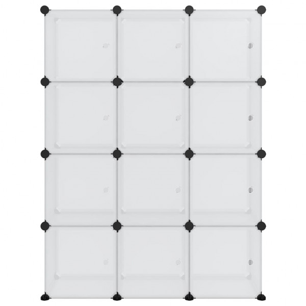 Estantería cubos 12 compartimentos y puertas PP transparente M 3