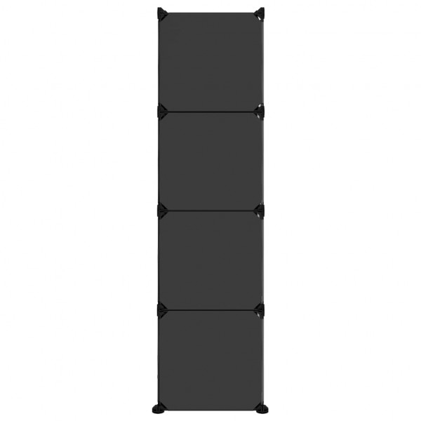 Estantería de cubos con 12 compartimentos y puertas PP negro M 5