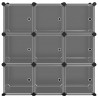 Estantería de cubos con 9 compartimentos y puertas PP negro 3