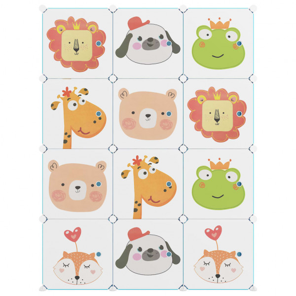 Estantería infantil de cubos con 12 compartimentos verde PP M 3