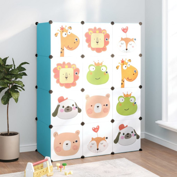 Estantería infantil de cubos con 12 compartimentos azul PP D