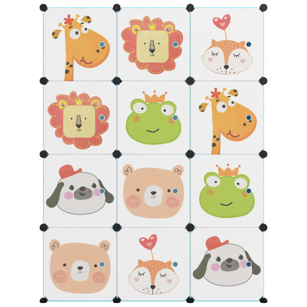 Estantería infantil de cubos con 12 compartimentos azul PP M 3