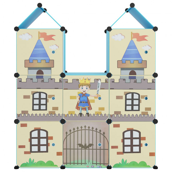 Armário de arrumação infantil com 8 cubos PP azul M 3