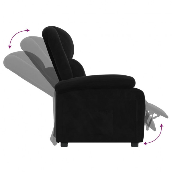 Sillón reclinable de terciopelo negro M 5