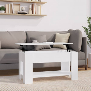 Mesa de centro madera contrachapada blanco 101x49x52 cm H