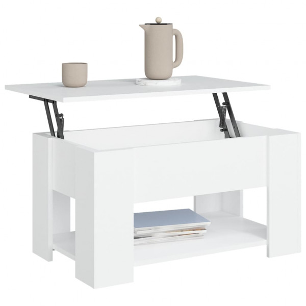 Mesa de centro madera contrachapada blanco 79x49x41 cm M 4