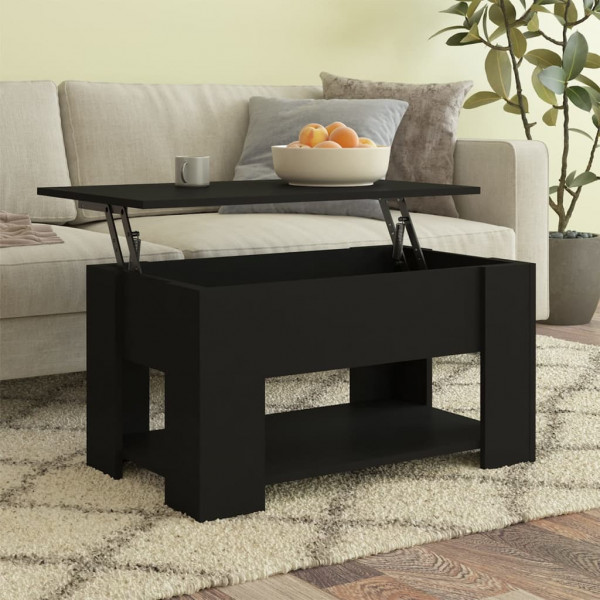 Mesa de centro madera contrachapada negra 79x49x41 cm D