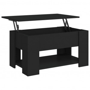 Mesa de centro madera contrachapada negra 79x49x41 cm H