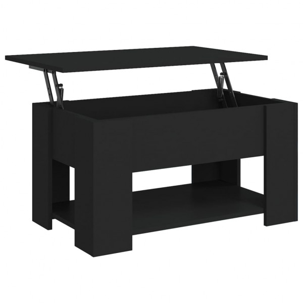 Mesa de centro madera contrachapada negra 79x49x41 cm M 2