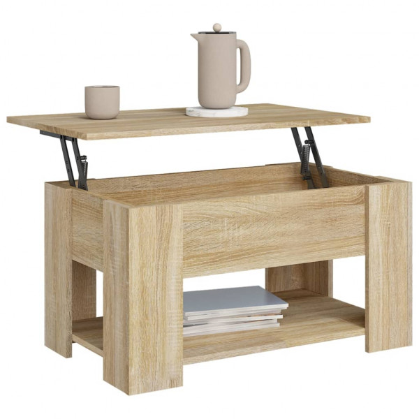 Mesa de centro madera contrachapada roble Sonoma 79x49x41 cm M 4