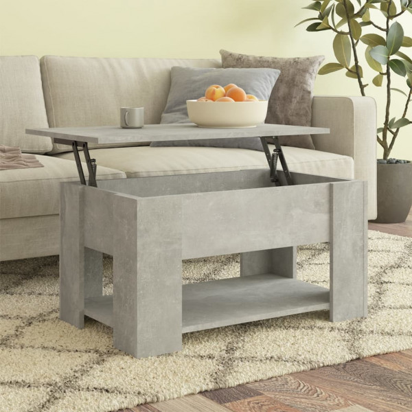 Mesa de centro madera contrachapada gris hormigón 79x49x41 cm D