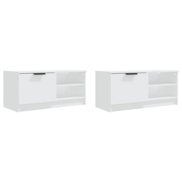 Mueble para TV 2 pzas madera contrachapada blanco 80x35x36.5 cm M 4