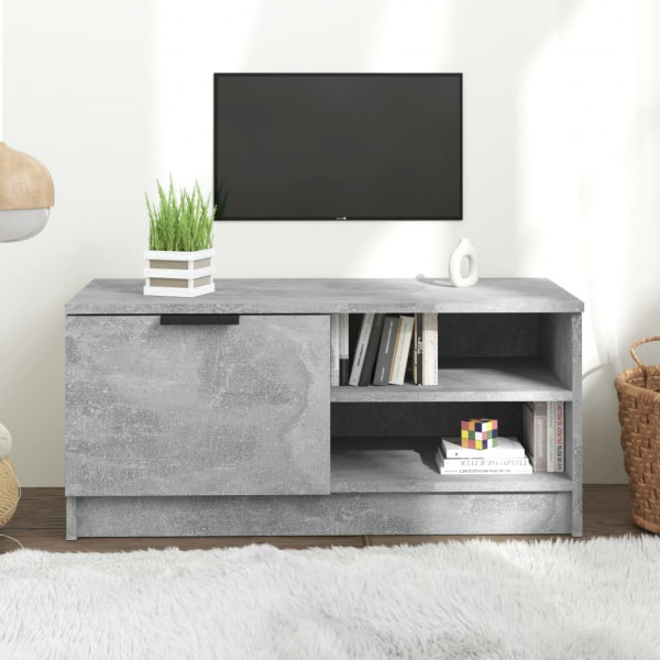 Mueble de TV madera contrachapada gris hormigón 80x35x36.5 cm D