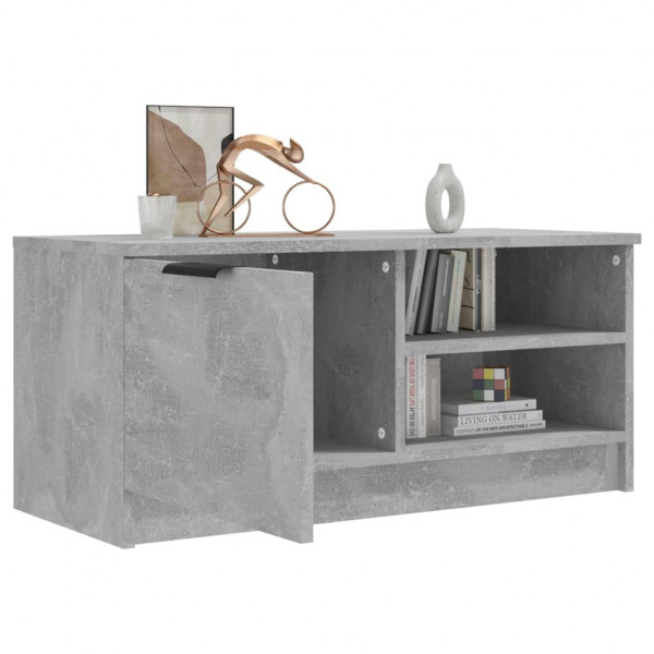 Mueble de TV madera contrachapada gris hormigón 80x35x36.5 cm M 4