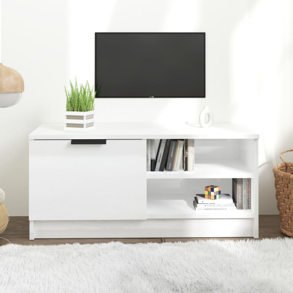 Mueble de TV madera contrachapada blanco brillante 80x35x36.5cm D