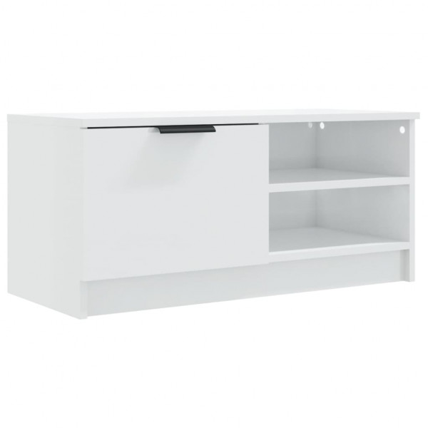 Mueble de TV madera contrachapada blanco brillante 80x35x36.5cm M 2